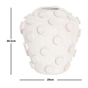 Margo Ceramic Vase, White - 29x31 cm