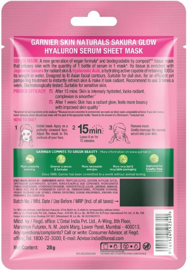 Garnier Skin Naturals Face Serum Sheet Mask