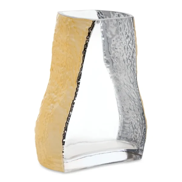 Rive Glass Vase, Clear & Gold