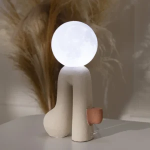 Rabaque polyresin terracotta beige USB table lamp 15.5x7x30cm
