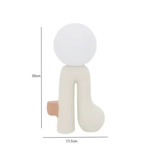 Rabaque polyresin terracotta beige USB table lamp 15.5x7x30cm