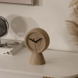 Rabaque travertine table clock 15×9.5×21.5cm