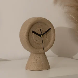 Rabaque travertine table clock 15×9.5×21.5cm
