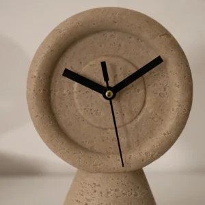Rabaque travertine table clock 15×9.5×21.5cm
