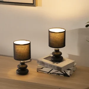 Tria set of 2 ceramic table lamp black