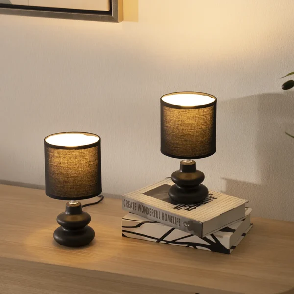 Tria set of 2 ceramic table lamp black