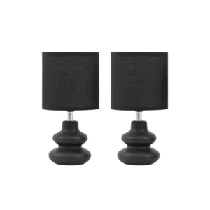 Tria set of 2 ceramic table lamp black