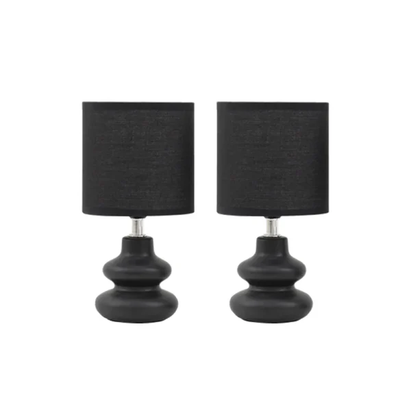 Tria set of 2 ceramic table lamp black