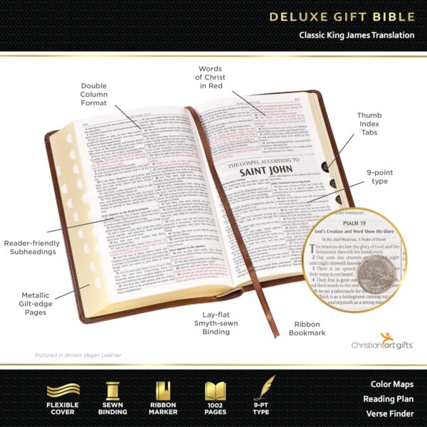 KJV Holy Bible Pink, Standard Size Faux Leather Red Letter Edition Thumb Index & Ribbon Marker, King James Version, Pink (KJV Deluxe Gift Editions)