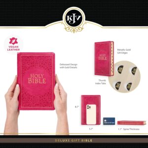KJV Holy Bible Pink, Standard Size Faux Leather Red Letter Edition Thumb Index & Ribbon Marker, King James Version, Pink (KJV Deluxe Gift Editions)