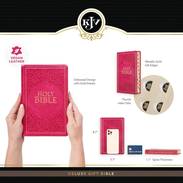 KJV Holy Bible Pink, Standard Size Faux Leather Red Letter Edition Thumb Index & Ribbon Marker, King James Version, Pink (KJV Deluxe Gift Editions)